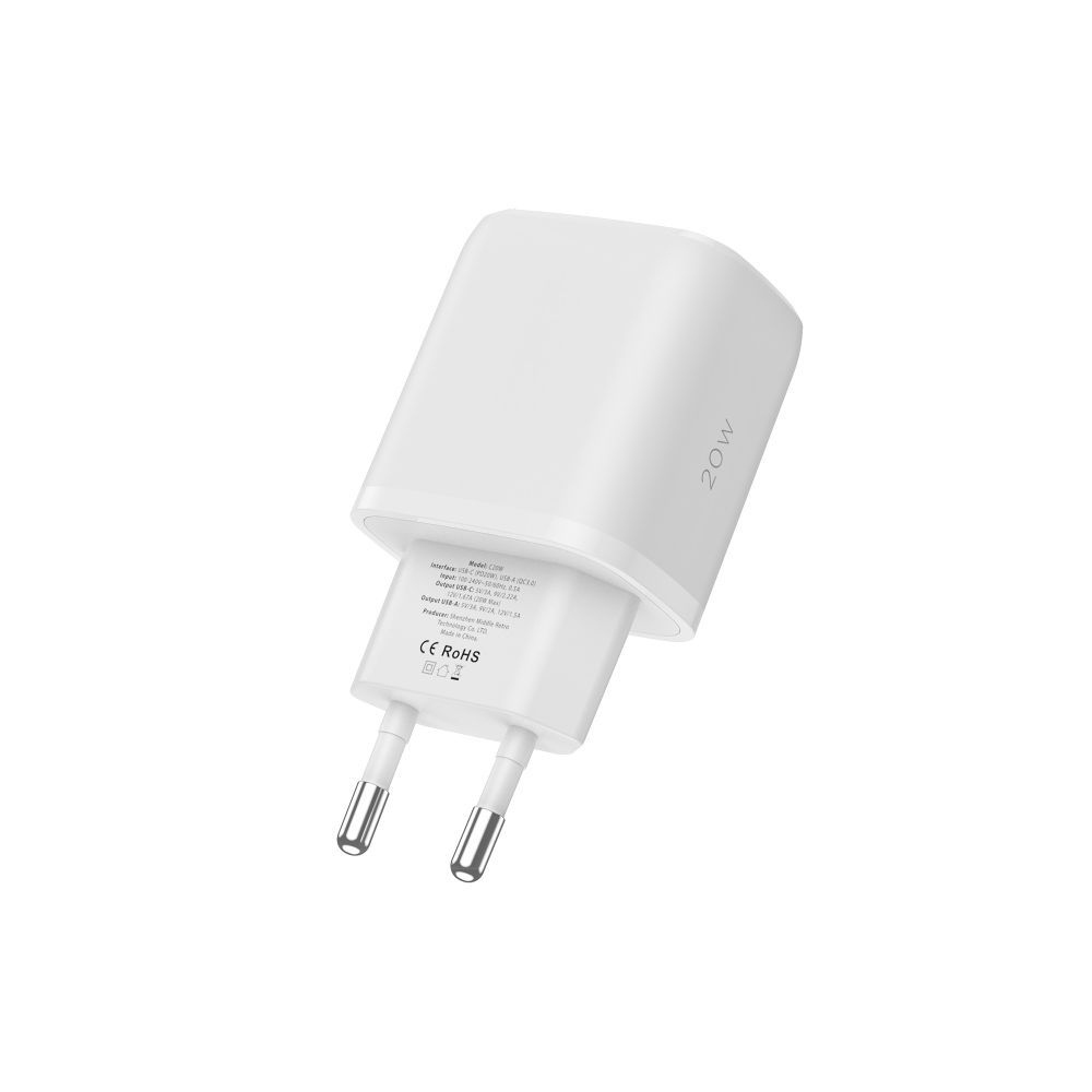 Tech-Protect C20W 2 portos hálózati töltő PD20W/QC3.0 - fehér