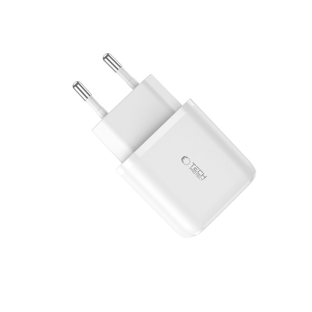 Tech-Protect C20W 2 portos hálózati töltő PD20W/QC3.0 - fehér
