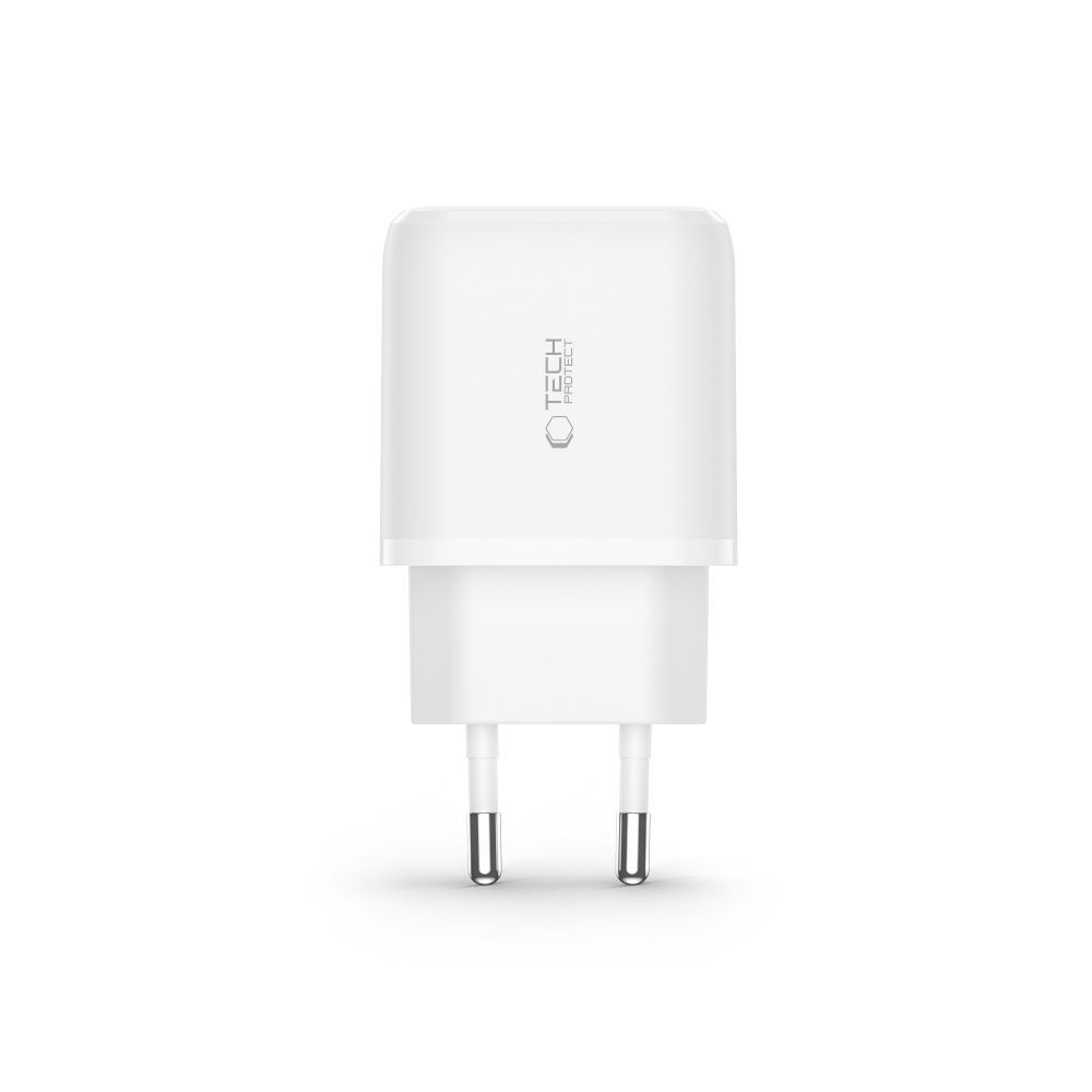 Tech-Protect C20W 2 portos hálózati töltő PD20W/QC3.0 - fehér