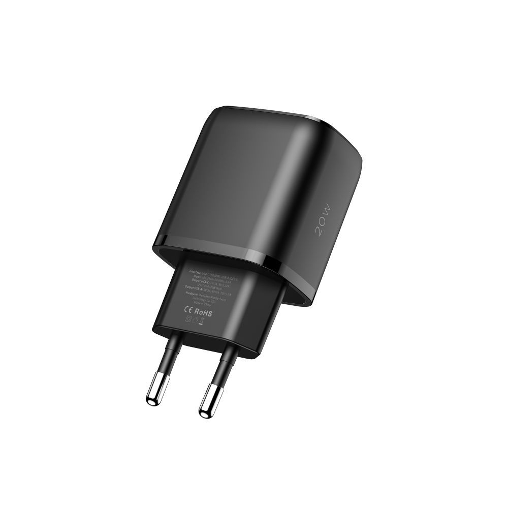 Tech-Protect C20W 2 portos hálózati töltő PD20W/QC3.0 - fekete