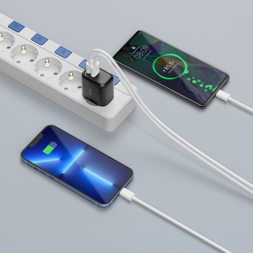 Tech-Protect C20W 2 portos hálózati töltő PD20W/QC3.0 - fekete
