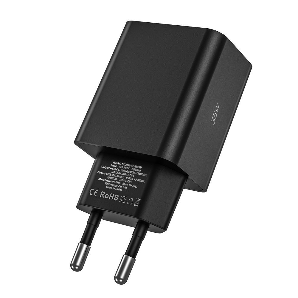 Tech-Protect C35W 2 portos PD35W töltő + villám/USB-C kábel - fehér