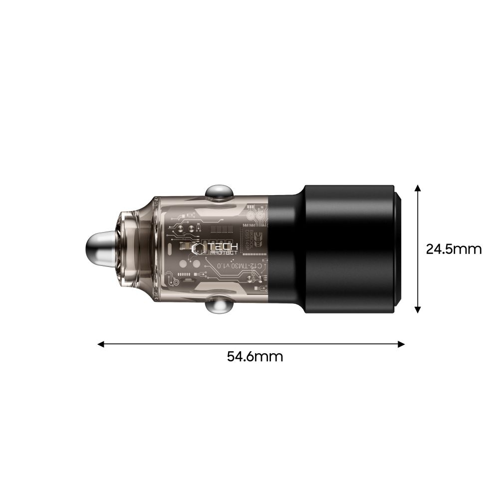 Tech-Protect CC03 PD75W 2 portos autós töltő - fekete
