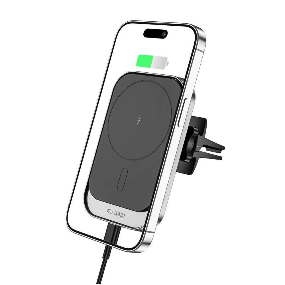 Tech-Protect CW19 MagSafe autós tartó vezeték nélküli töltéssel szellőzéshez 15W - Fekete