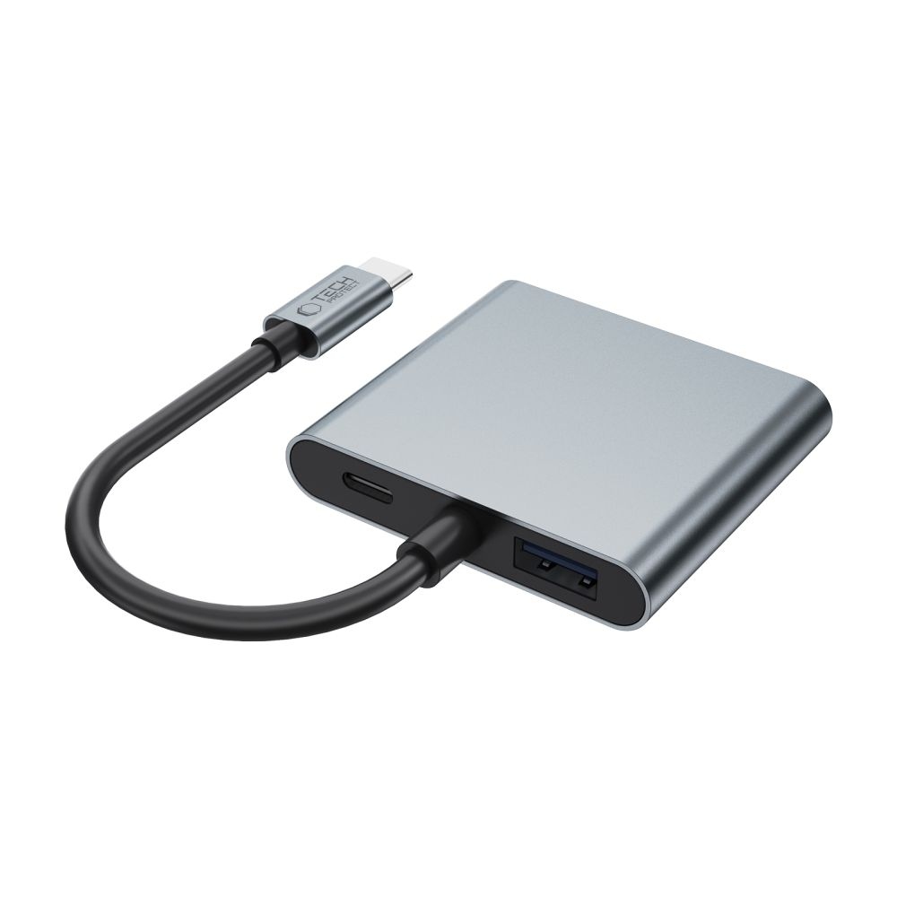 Tech-Protect HB08 Hub adapter 4in1 USB-C USB2.0 2xHDMI 4K 60Hz - szürke