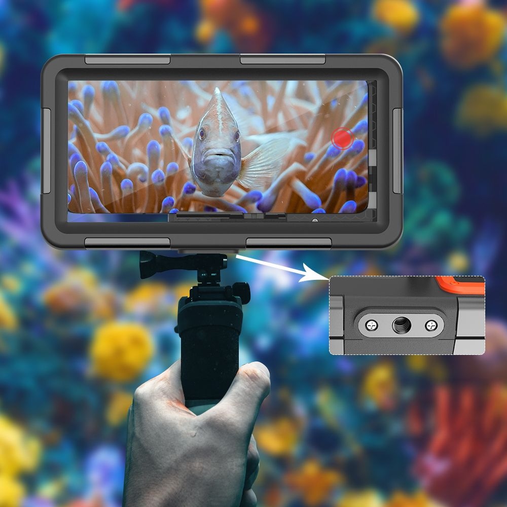 Tech-Protect IPX8 univerzális vízálló búvártáska - fekete/narancssárga