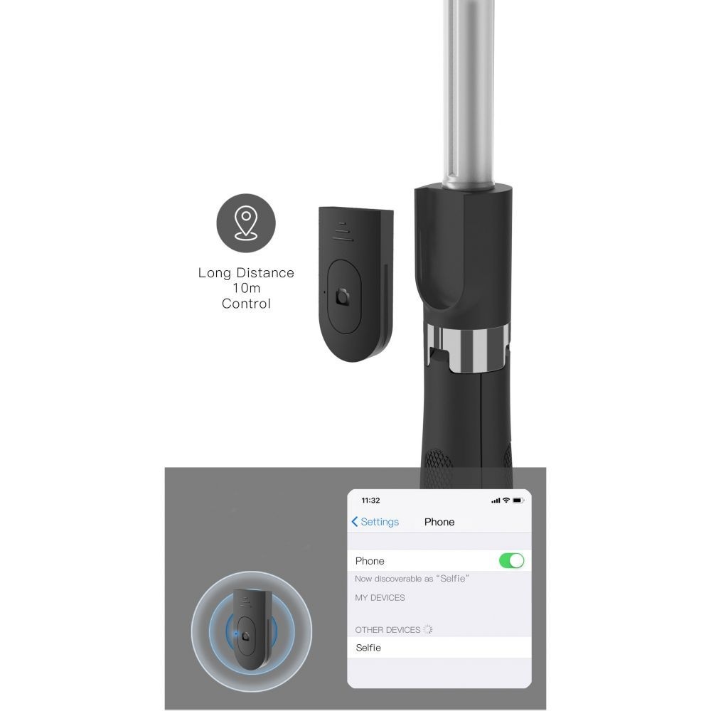 Tech-Protect L01S Bluetooth szelfibot állvánnyal - fekete