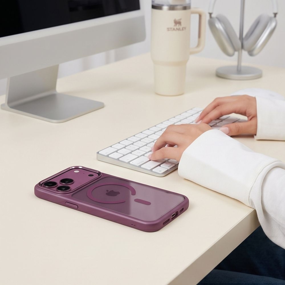 Tech-Protect Magmat MagSafe CC tok iPhone 17 Pro/18 Pro-hoz – bordó