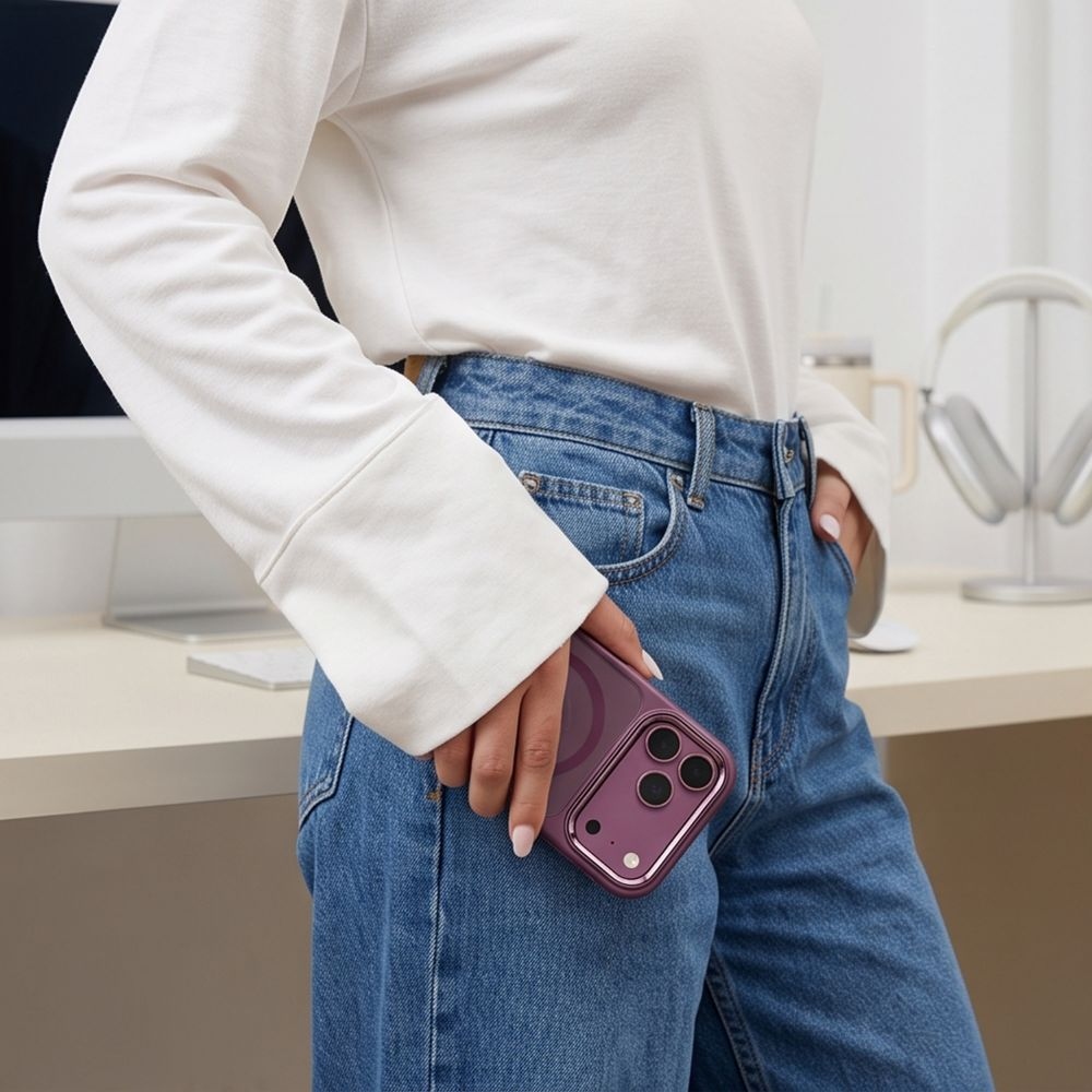 Tech-Protect Magmat MagSafe CC tok iPhone 17 Pro Max/18 Pro Max készülékekhez – bordó