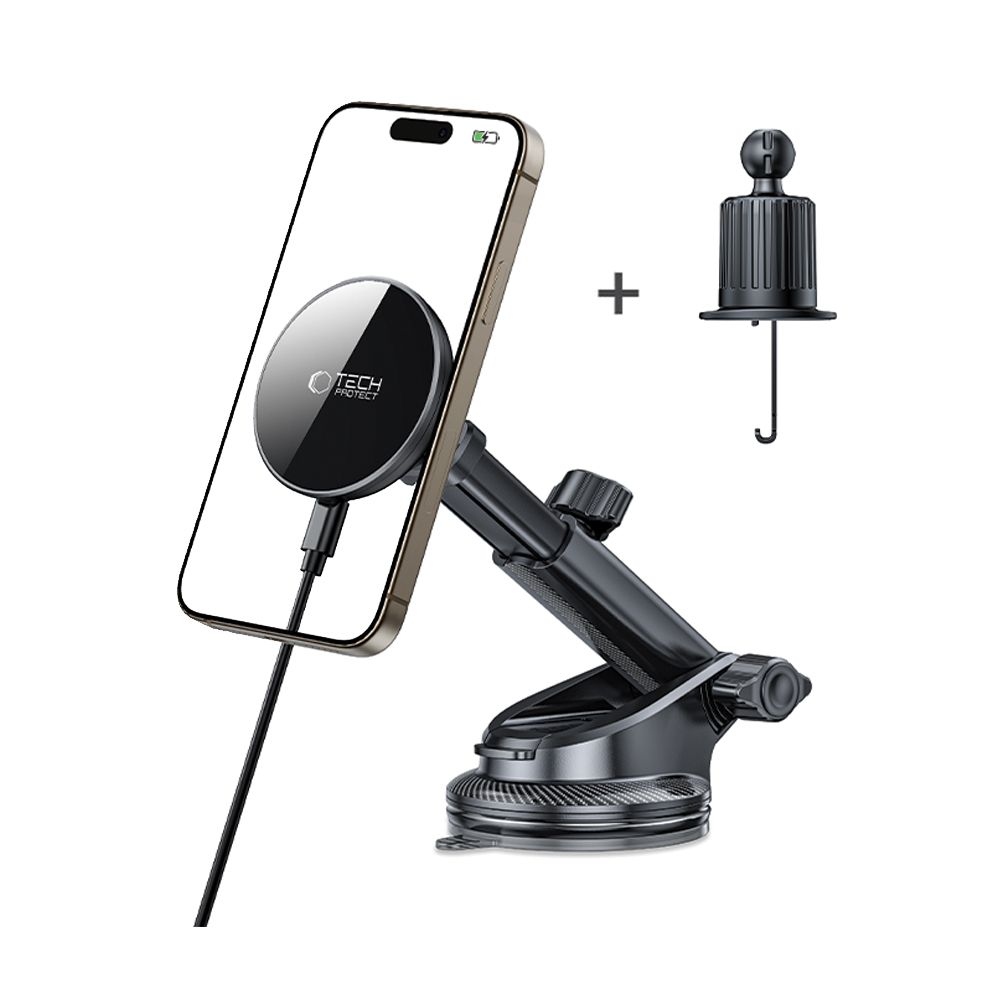 Tech-Protect MM15W-V10 MagSafe vezeték nélküli töltőtartó műszerfalra és szellőzésre - fekete színű