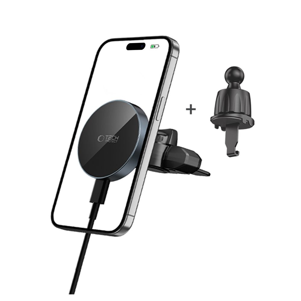 Tech-Protect MM15W-V5 CD & Vent MagSafe autós tartó vezeték nélküli töltéssel - Fekete