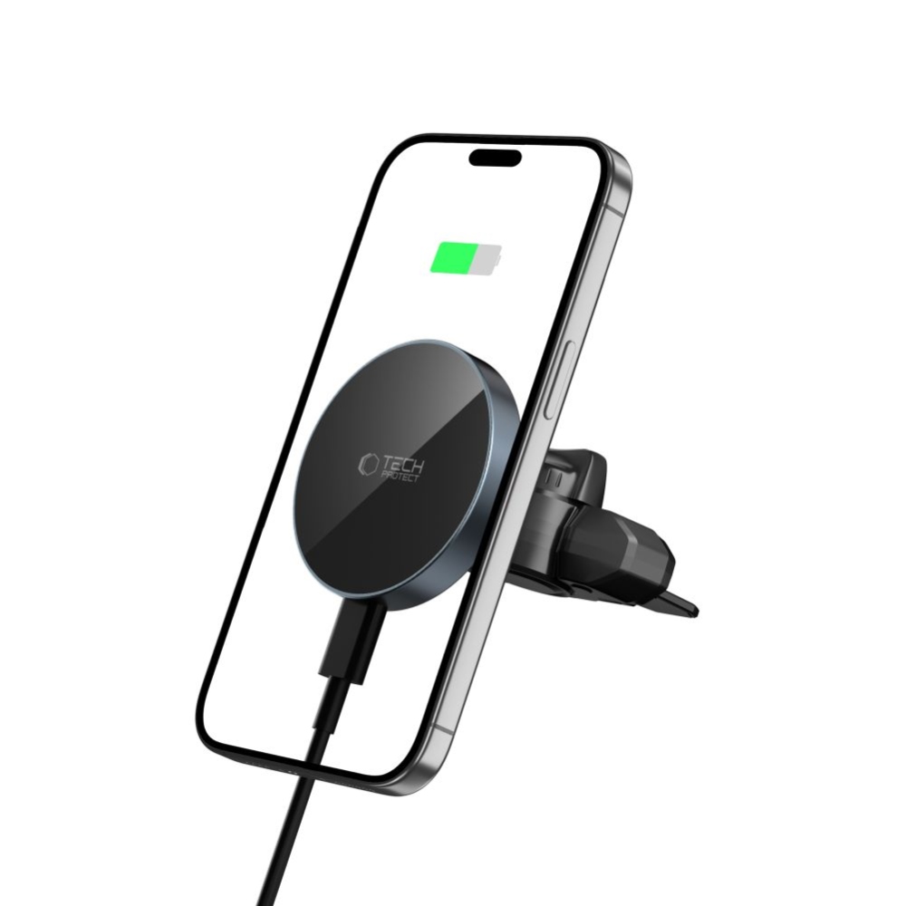 Tech-Protect MM15W-V5 CD & Vent MagSafe autós tartó vezeték nélküli töltéssel - Fekete