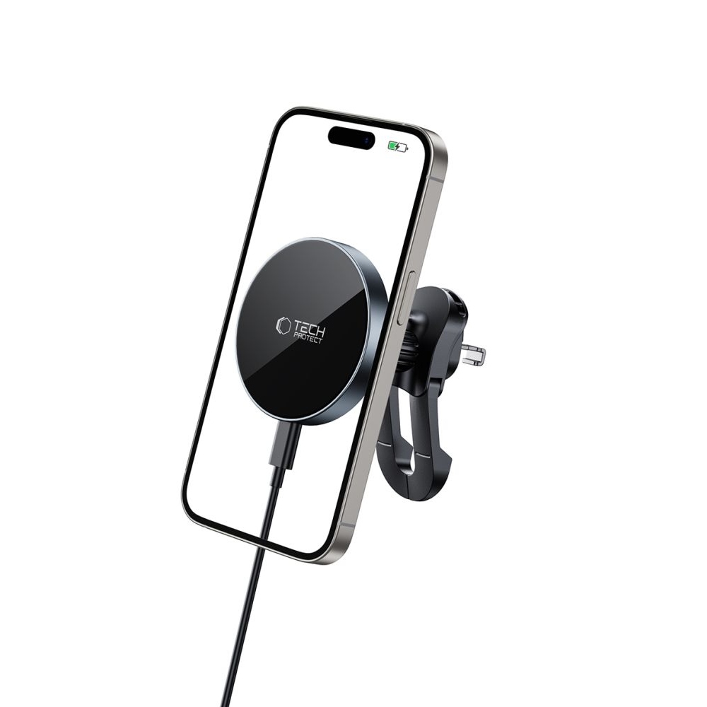 Tech-Protect MM15W-V5 Stabil Vent MagSafe autós tartó vezeték nélküli töltéssel - Fekete