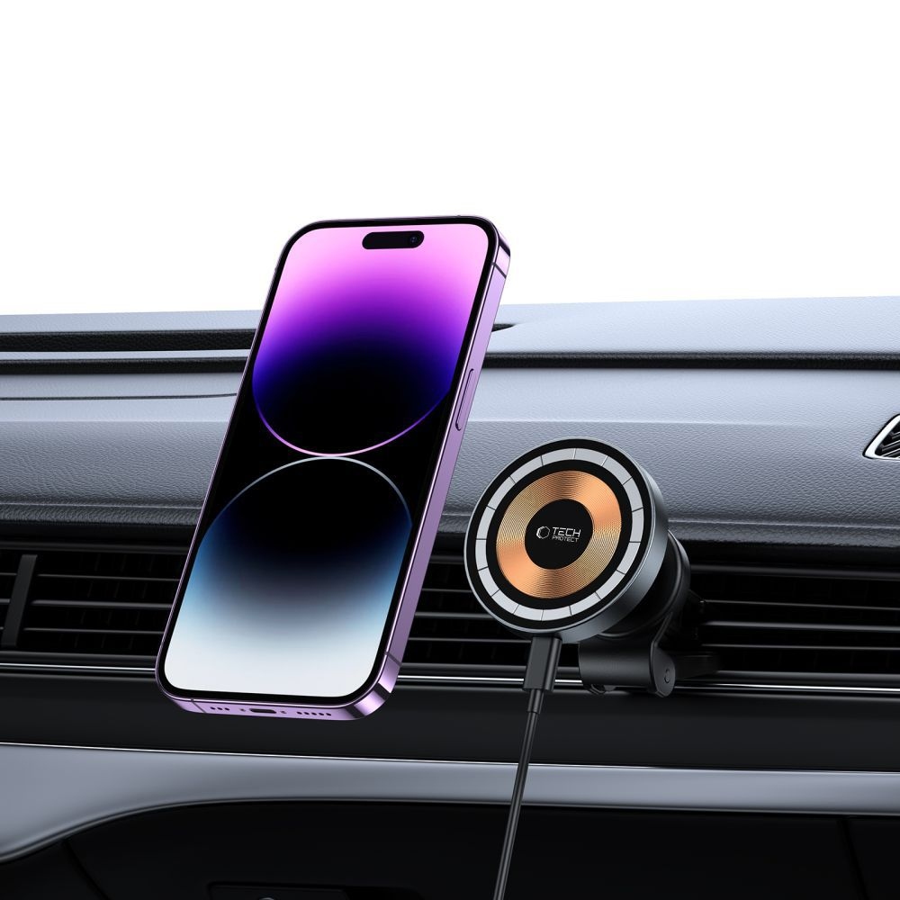 Tech-Protect MM15W-V5 Vent Car Mount 15W MagSafe tartó vezeték nélküli töltéssel - Fekete