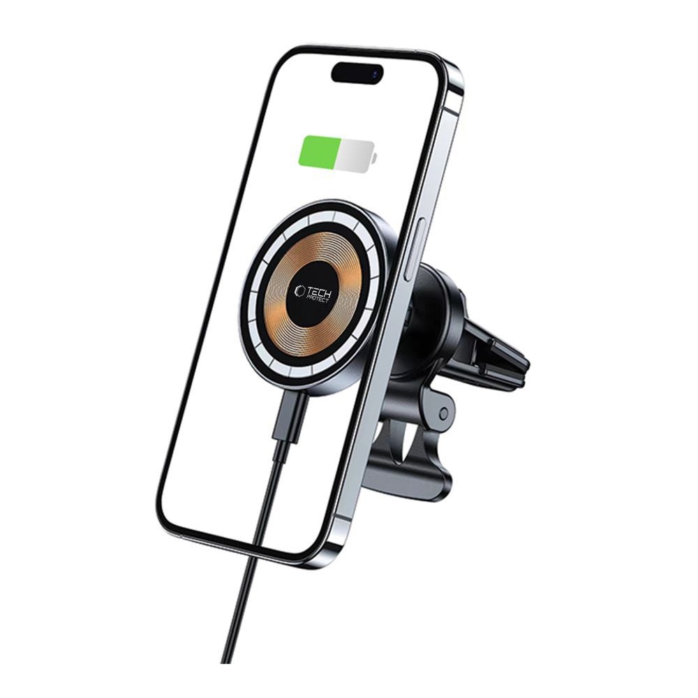 Tech-Protect MM15W-V5 Vent Car Mount 15W MagSafe tartó vezeték nélküli töltéssel - Fekete