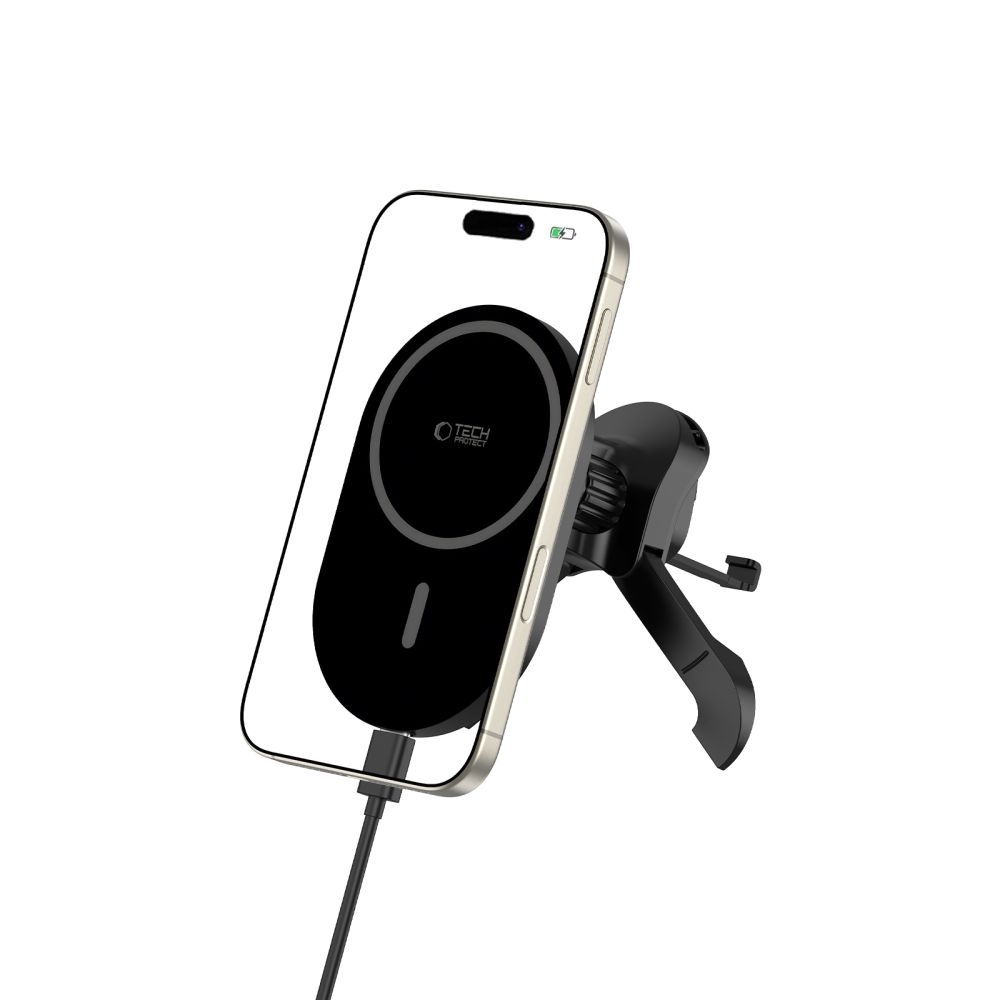 Tech-Protect MM15W-V6 Stabil Vent MagSafe autós tartó vezeték nélküli töltéssel - Fekete