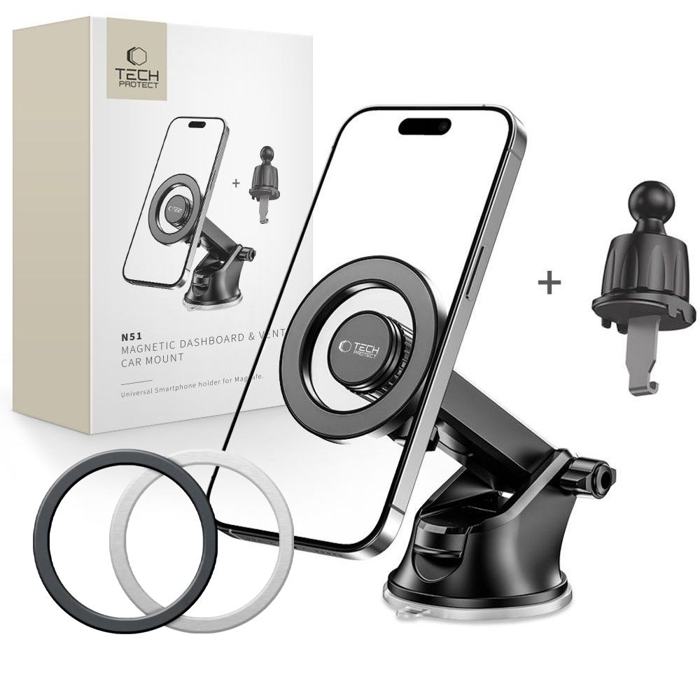 Tech-Protect N51 MagSafe autós tartó szellőzéshez és műszerfalhoz - fekete színben