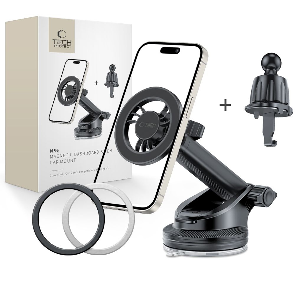 Tech-Protect N56 MagSafe autós tartó szellőzéshez és műszerfalhoz - fekete színben