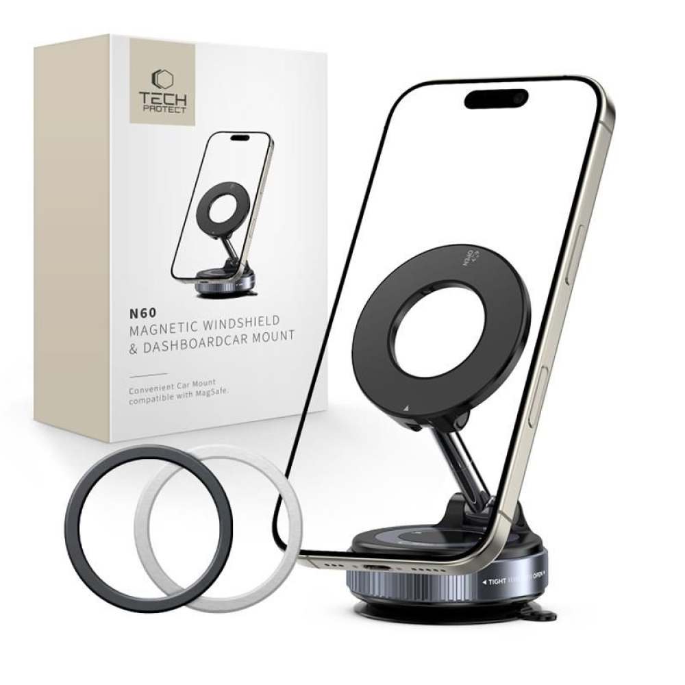 Tech-Protect N60 összecsukható mágneses autós tartó MagSafe-val műszerfalra és szélvédőre