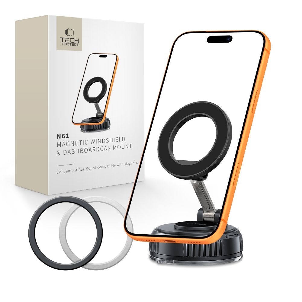 Tech-Protect N61 MagSafe autós tartó üveghez és műszerfalhoz - fekete