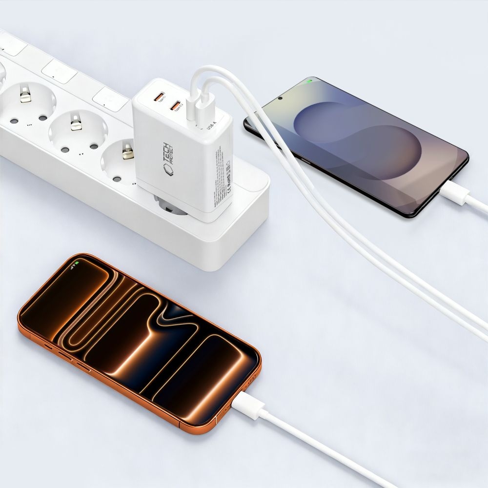 Tech-Protect NC120W-GAN 4 portos PD120W/QC3.0 töltő - fehér