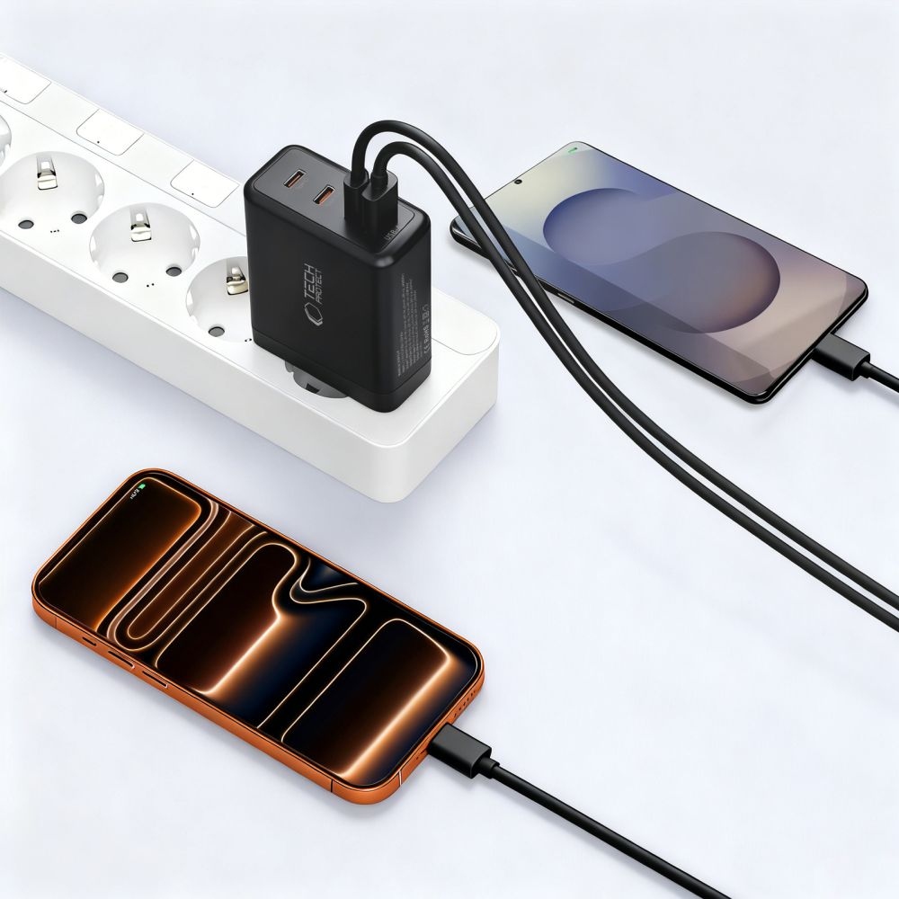 Tech-Protect NC140W-GAN 4 portos töltő PD140W/QC3.0 - fekete