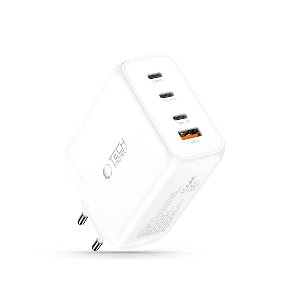 Tech-Protect NC200W-GAN 4-port PD200W/QC3.0 töltő - fehér