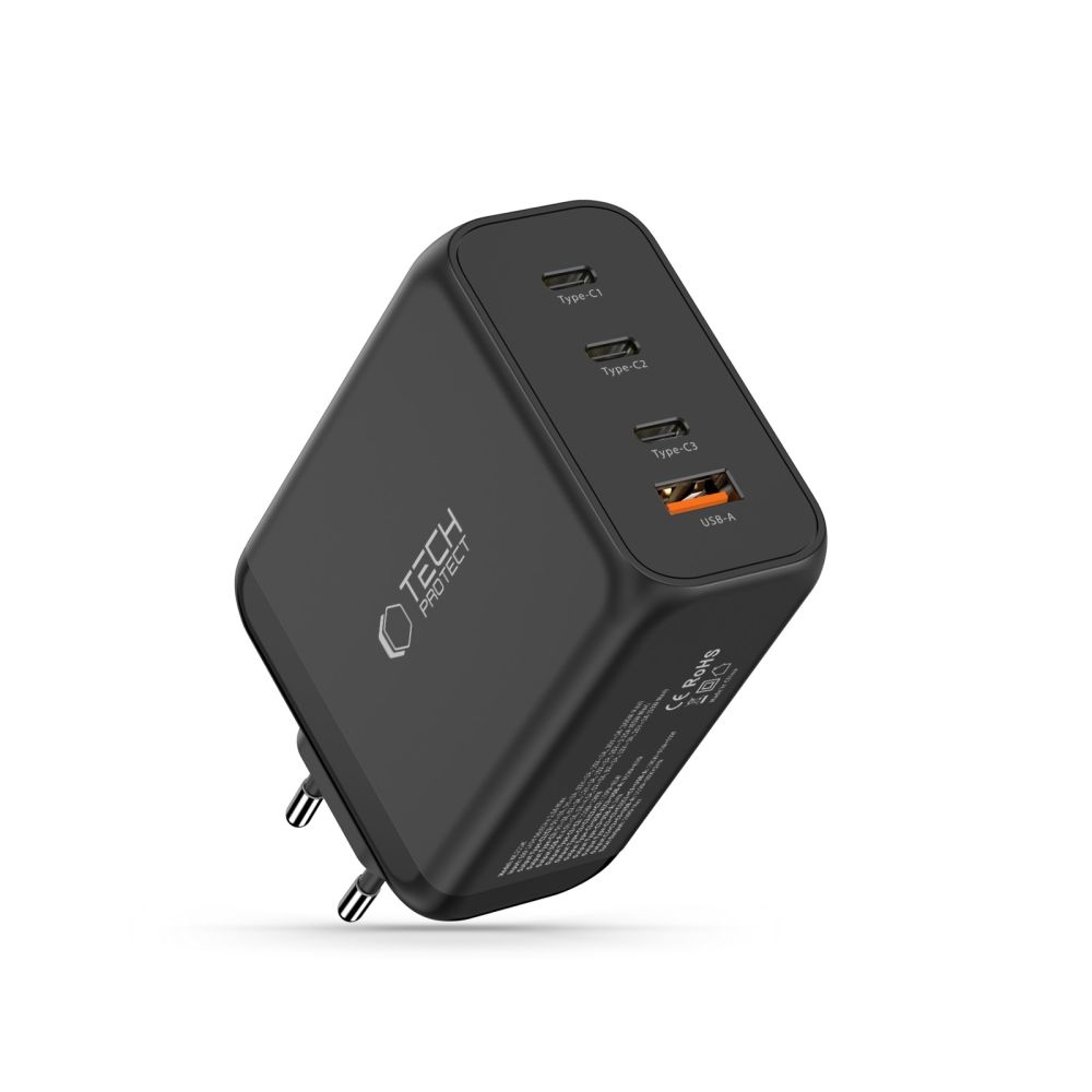 Tech-Protect NC200W-GAN 4 portos PD200W/QC3.0 töltő - fekete