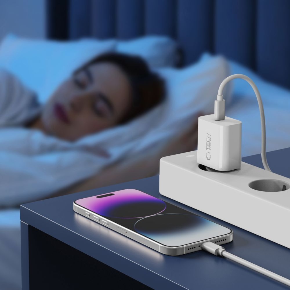 Tech-Protect NC20W PD 20W + villám/USB-C kábel - fehér