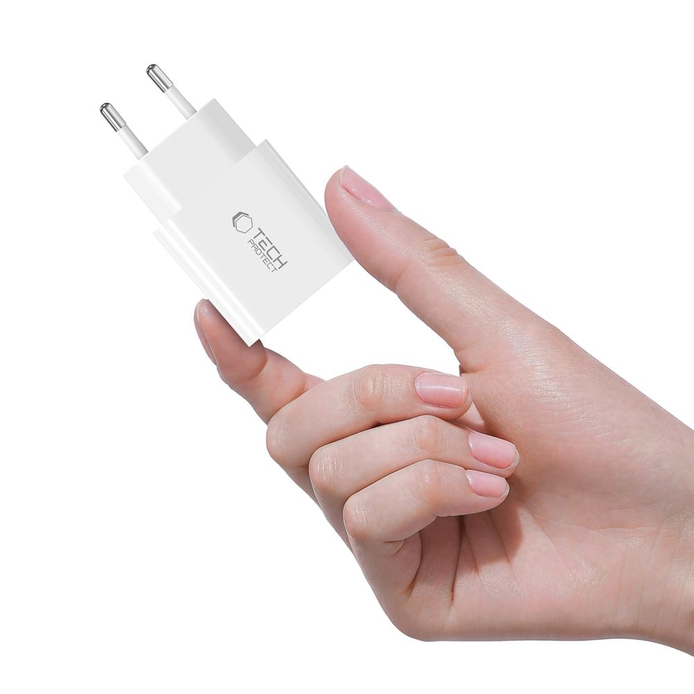 Tech-Protect NC20W PD 20W + villám/USB-C kábel - fehér