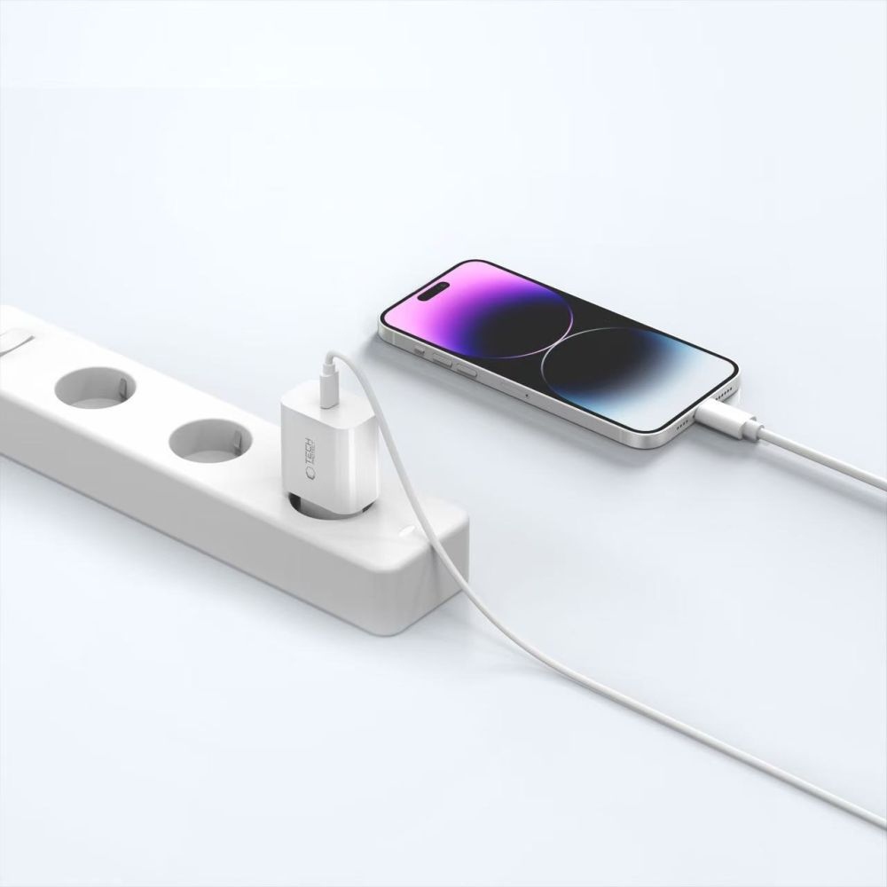 Tech-Protect NC20W PD 20W + villám/USB-C kábel - fehér