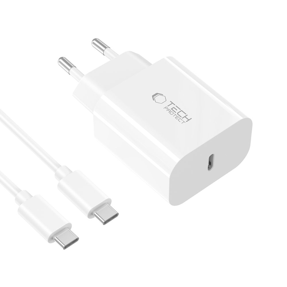 Tech-Protect NC20W PD 20W + USB-C/USB-C kábel - fehér