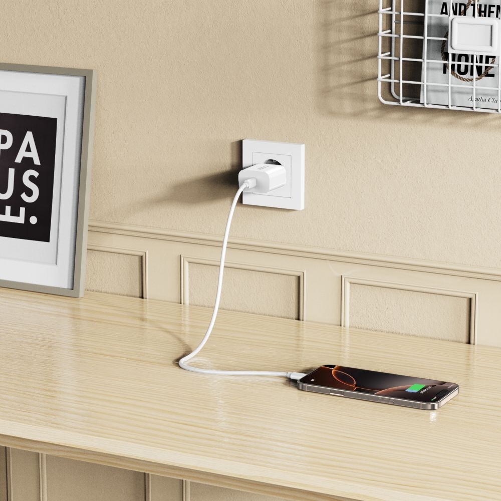 Tech-Protect NC20W PD 20W + USB-C/USB-C kábel - fehér