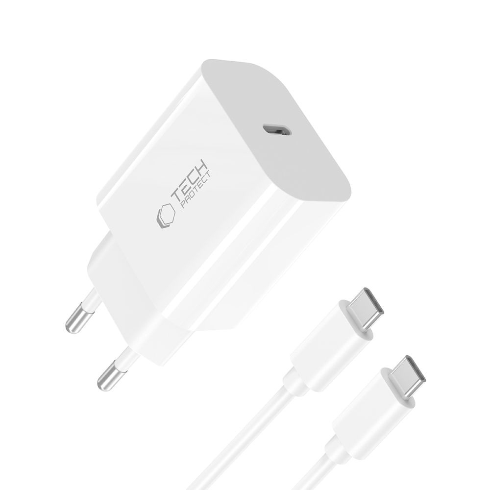 Tech-Protect NC20W PD 20W + USB-C/USB-C kábel - fehér