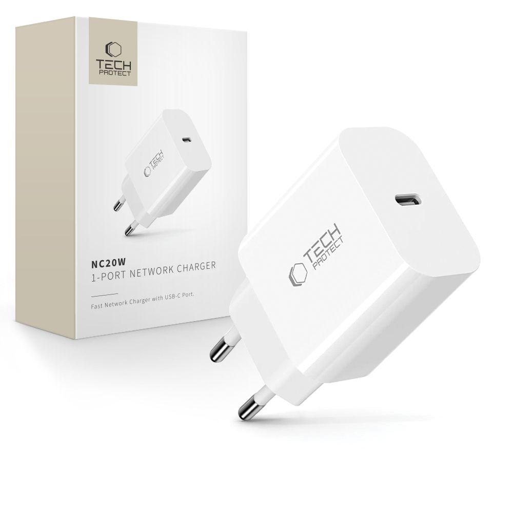 Tech-Protect NC20W USB-C hálózati töltő PD20W - fehér