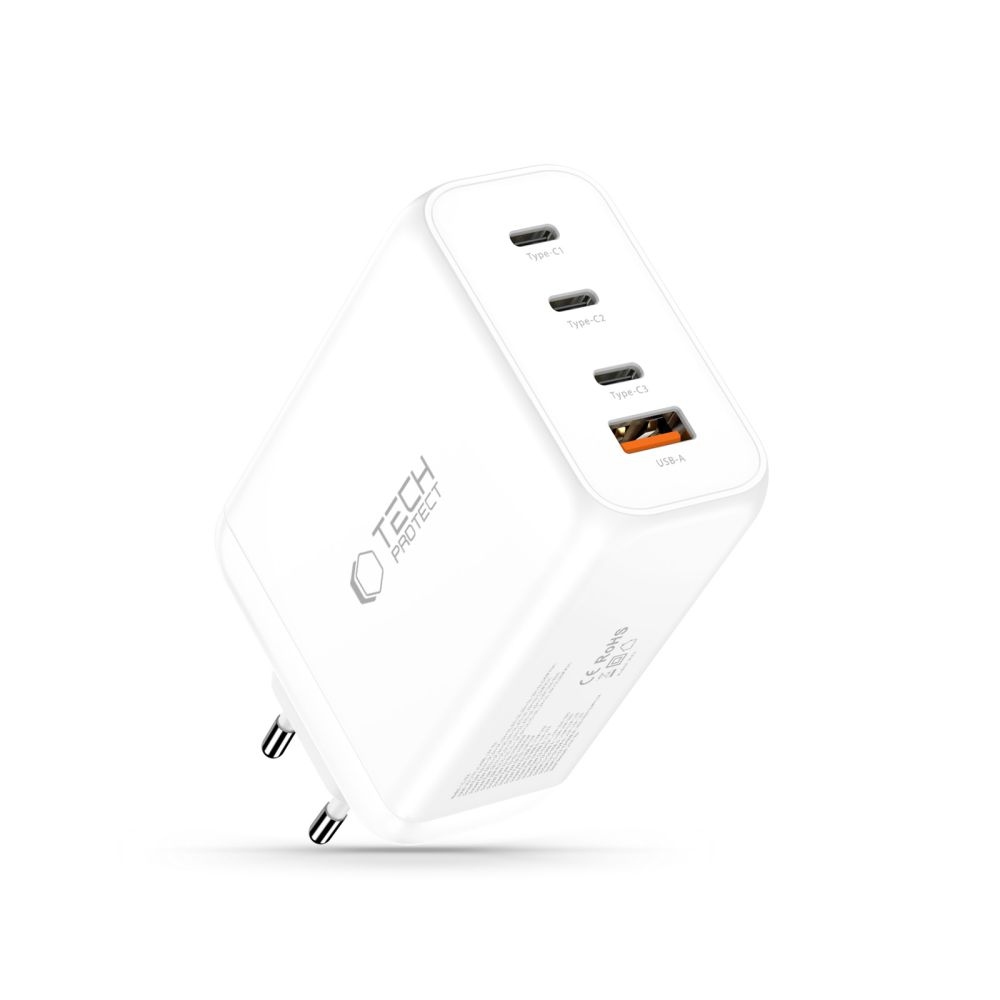 Tech-Protect NC240W-GAN 4-port PD240W/QC3.0 töltő - fehér