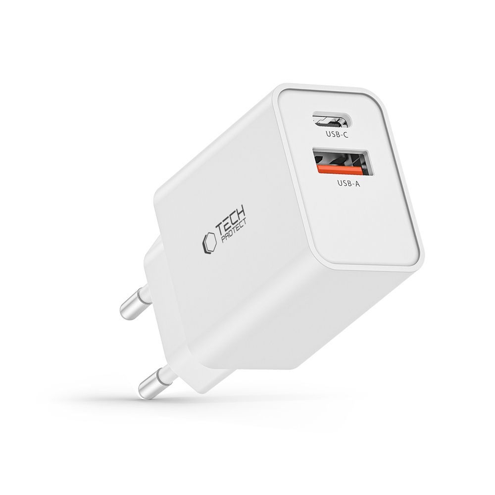 Tech-Protect NC30W 2 portos töltő PD30W/QC3.0 - fehér