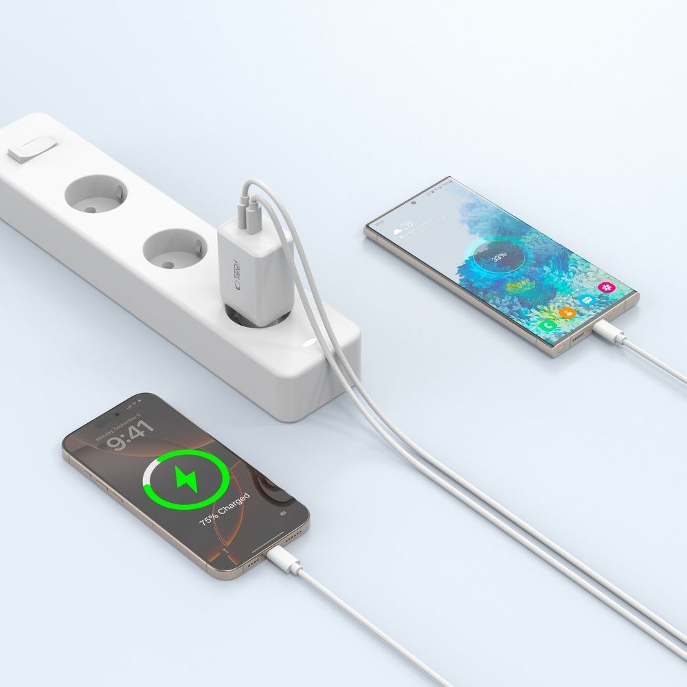 Tech-Protect NC45W-GAN 2 portos töltő PD45W - fehér
