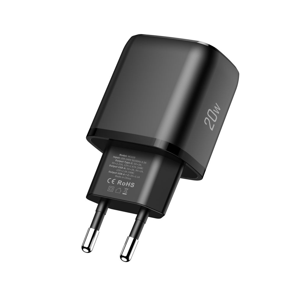 Tech-Protect NCA20 2 portos PD 20W/QC3.0 töltő - fekete