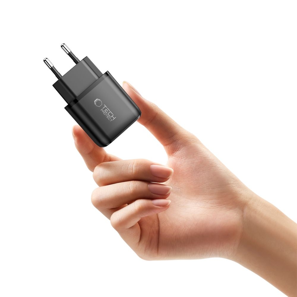 Tech-Protect NCA30 2 portos PD 30W QC3.0 töltő - fekete