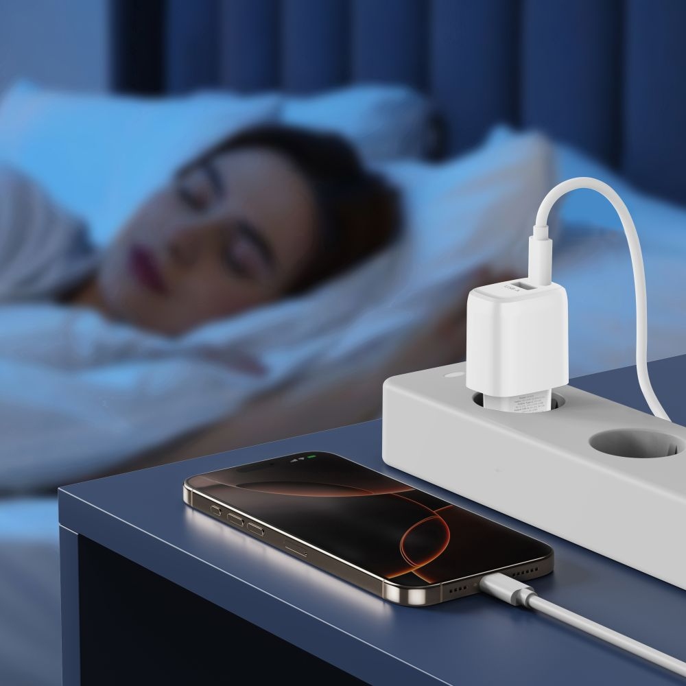 Tech-Protect NCA30 2-port PD 30W QC3.0 töltő + Lightning kábel - fehér