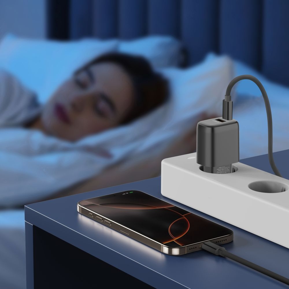 Tech-Protect NCA45W-GaN 2-port PD 45W/QC3.0 töltő - fekete