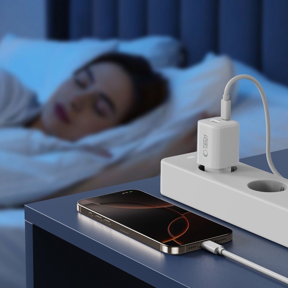 Tech-Protect NCM33W 2-port PD33W/QC3.0 hálózati töltő - fehér