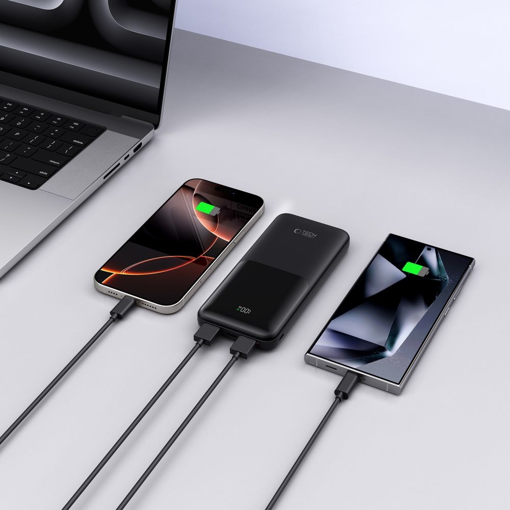 Tech-Protect PB01 powerbank 10000mAh 22,5W - fekete színben