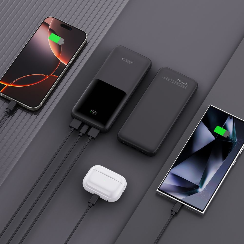 Tech-Protect PB01 powerbank 10000mAh 22,5W - fekete színben