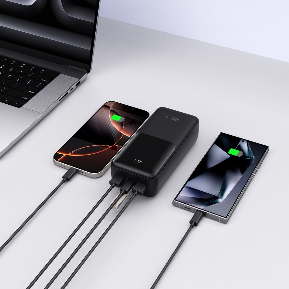 Tech-Protect PB03 powerbank 30000mAh 22,5W - fekete színben