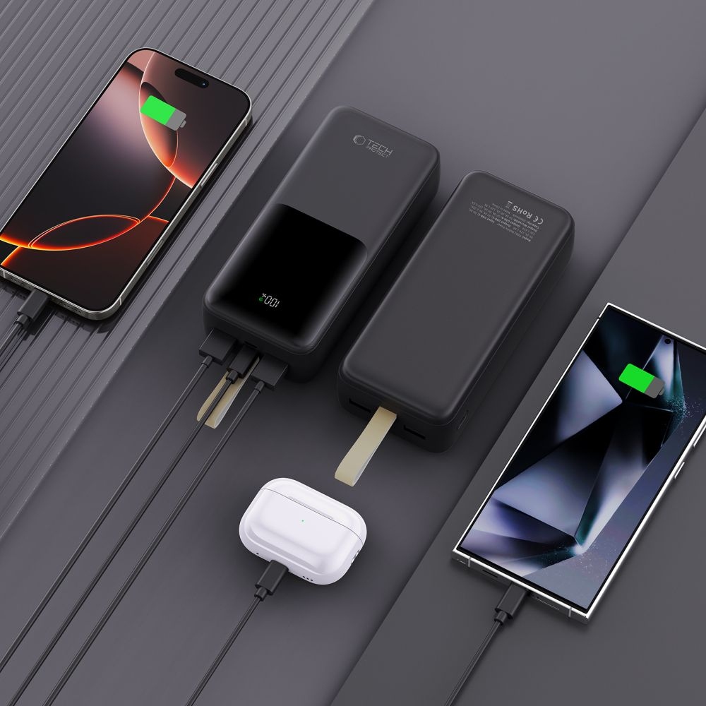 Tech-Protect PB03 powerbank 30000mAh 22,5W - fekete színben