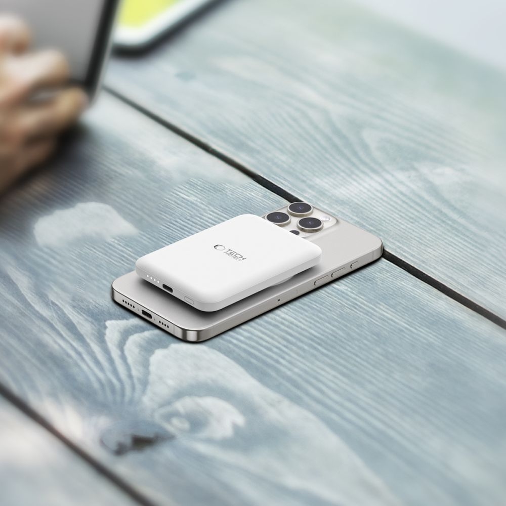 Tech-Protect PB10 LifeMag MagSafe Powerbank 5000 mAh 15W - fehér színben