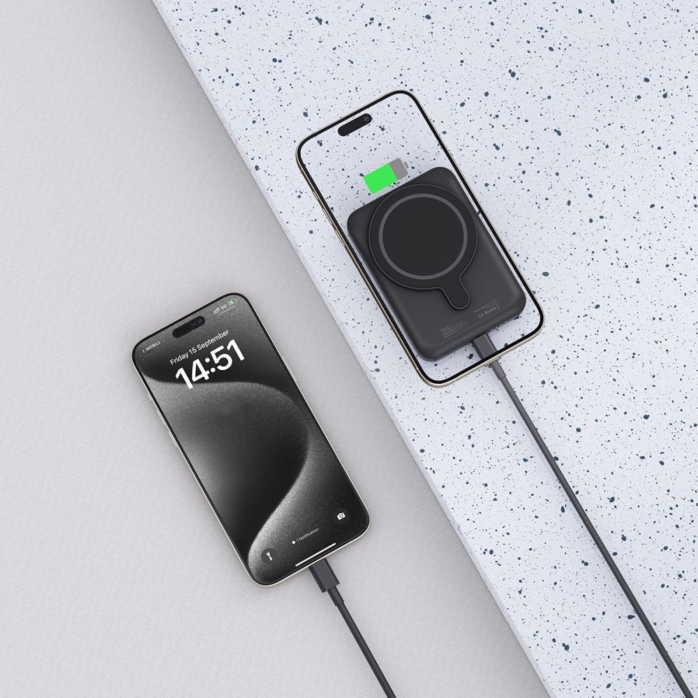 Tech-Protect PB10 LifeMag MagSafe Powerbank 5000 mAh 15W - fekete színben