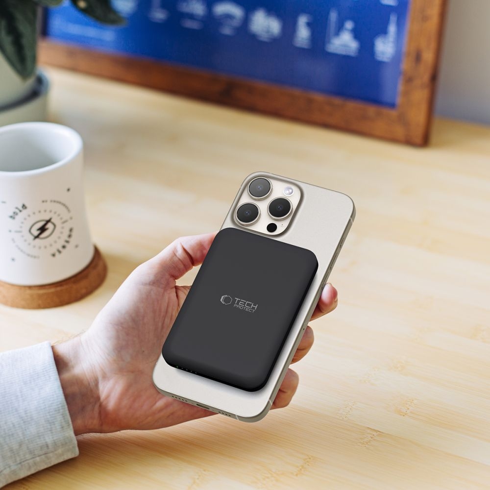 Tech-Protect PB10 LifeMag MagSafe Powerbank 5000 mAh 15W - fekete színben